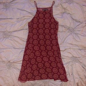 Brandy Melville maroon printed halter dress